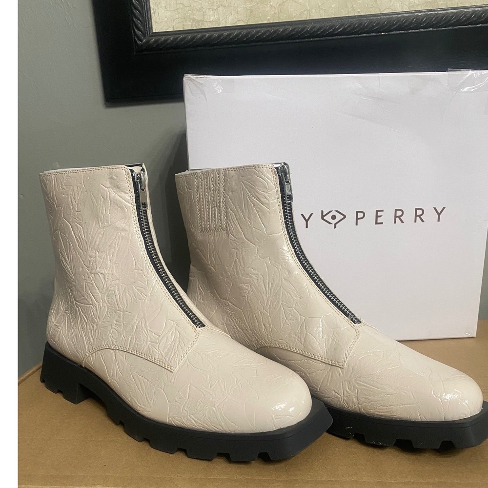 Katy Perry The Daarling Combat Boot Chalk Off White‎ Front Zip KP3191 Size 11M